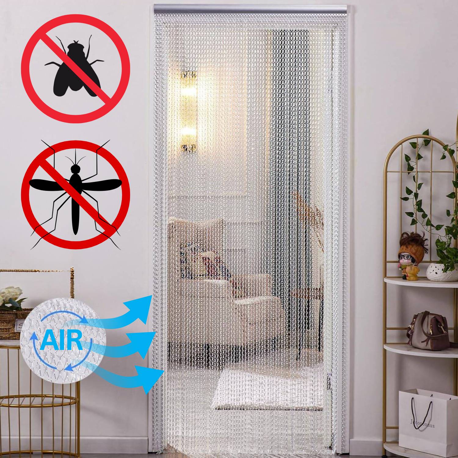 Chain Door Screen - Black, image 3
