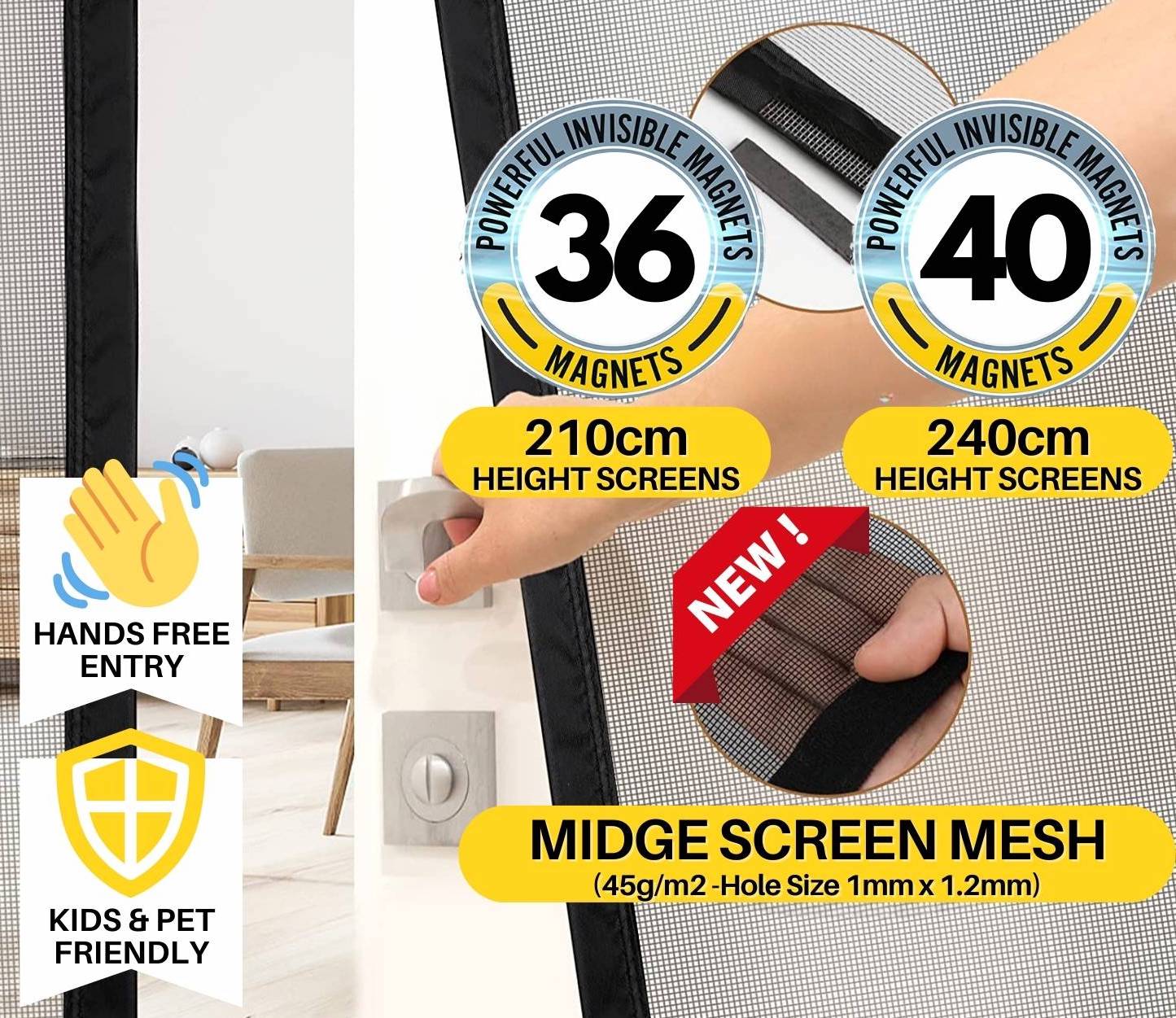 Magnetic Door Screen - Black - 70cm x 210cm, image 2